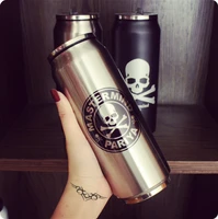 creative skull stainless steel juice candy color drink cans thermos portable unisex students personality trendy straw cup