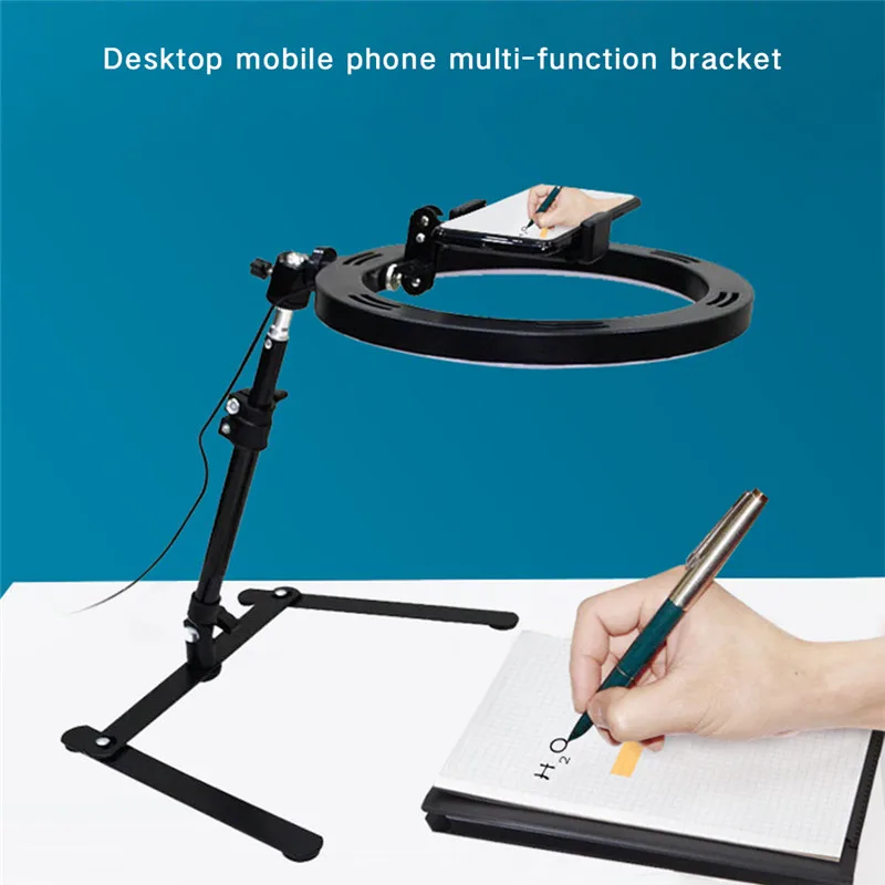 

Ring Light Table Tripod for Phone Holder Desktop Shooting Bracket Rotatable Overhead Stand for Vlog Video Cooking Teacher Shoot