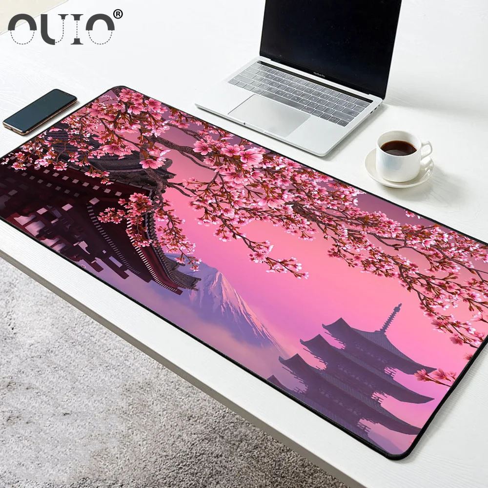 

Cute Pink Cherry Blossom Flower Gamers Decoracion Mouse Pad DIY Large 900x400 Extended Rubber Computer Keyboard Carpet Mousepad