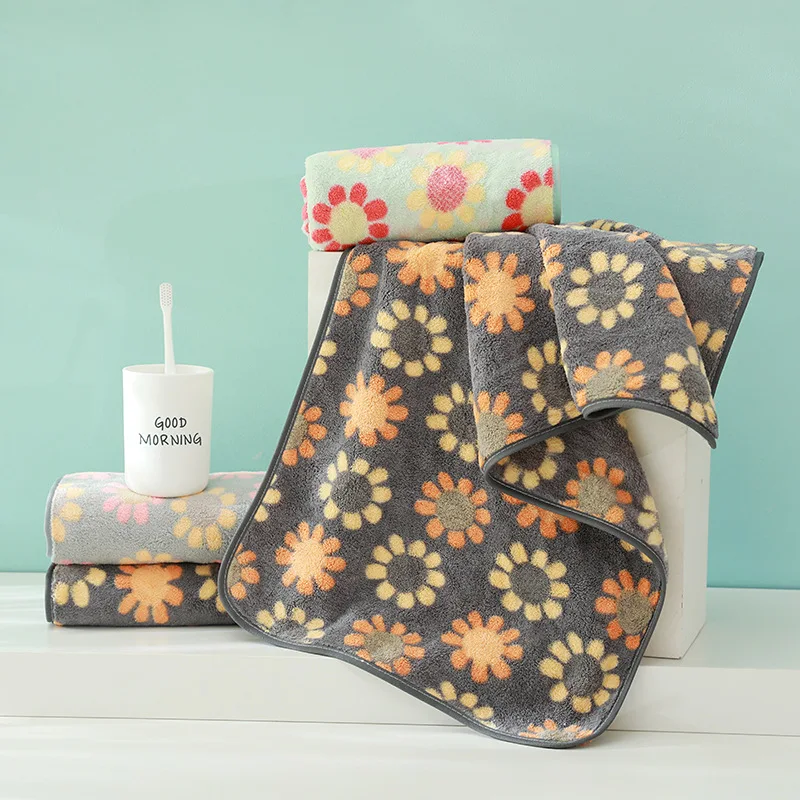 

Microfiber Print Towel High Quality Soft Absorbent Towels Sun Flower Pattern Adults Kids Face Towel for Household Bathroom 35*75