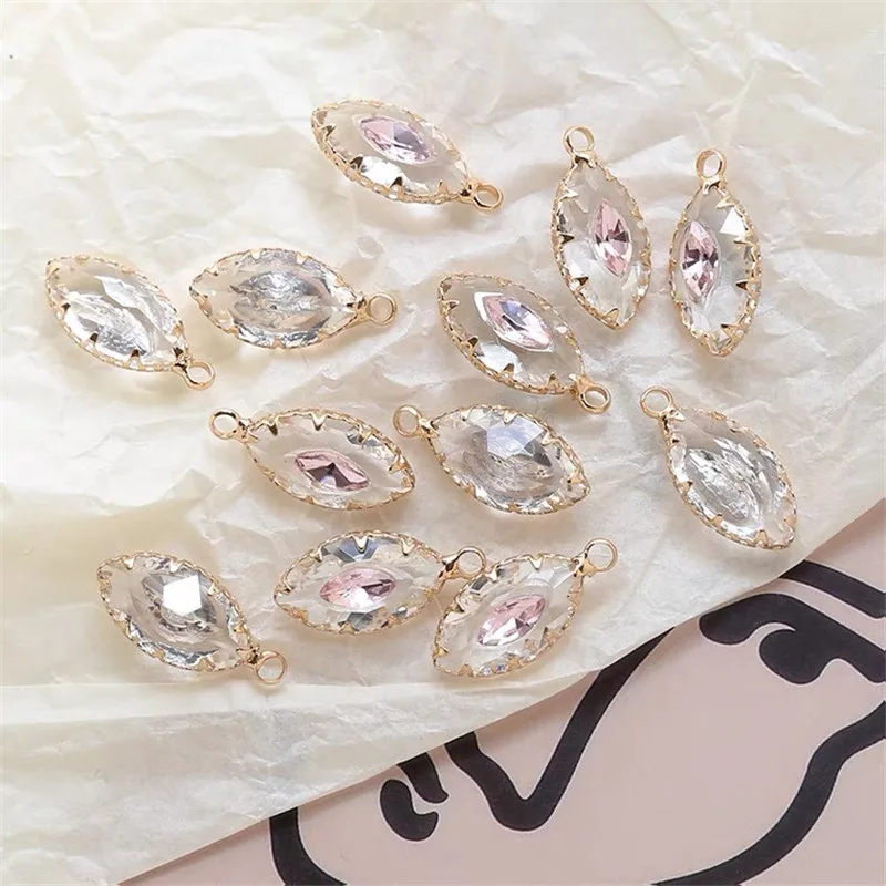 

40pcs/lot transparent glass Zircon ovals Horse eye shape copper floating locket charms diy jewelry necklace/earring accessory