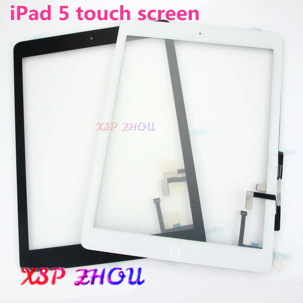 

Новый сенсорный экран iPad Air 1 iPad 5 дигитайзер без кнопки home Переднее стекло дисплей Сенсорная панель Замена A1474 A1475 A1476 f