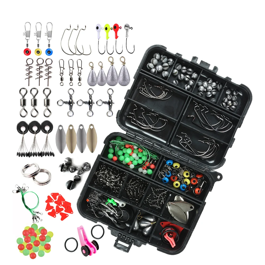 

187 Pcs Fishing Starter Kit Swivels Fishing Tackle Fishing Jig Heads Fishing Kits Sea ​​fishing Fishing Tackle Accessories