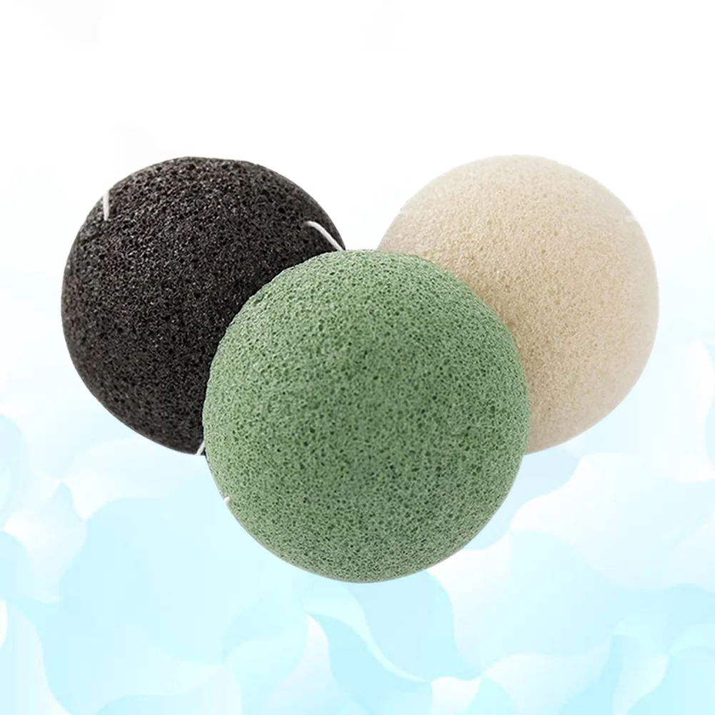 

3 Pcs Natural Sea Sponge Wash Face Flutter Washing Puffs Skin Cleansing Facial Sponges Konjac Bath