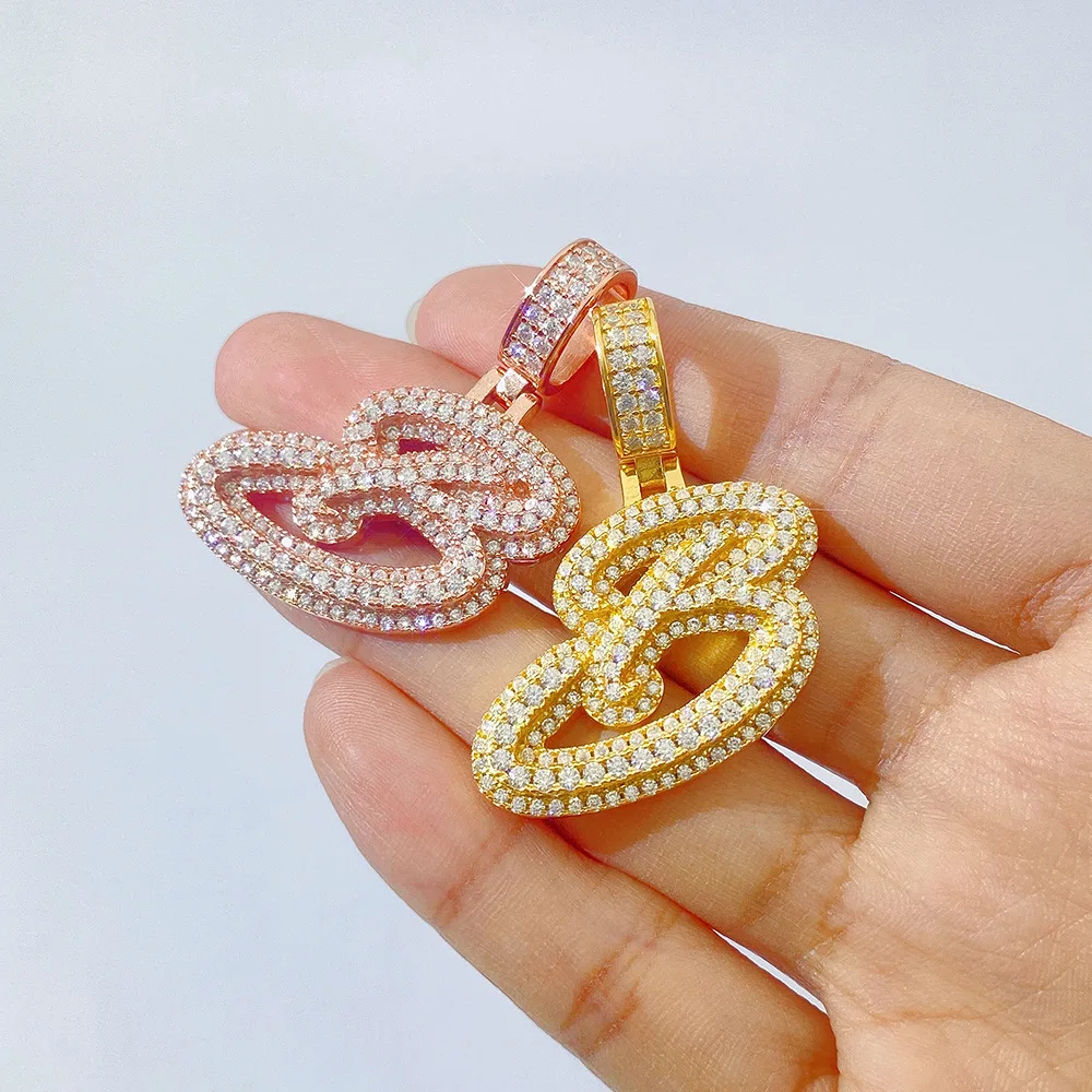 Moissanite B Pendant Necklaces For Men S925 Silver Real Diamond Necklace Women Jewelry Pass Tester With GRA 