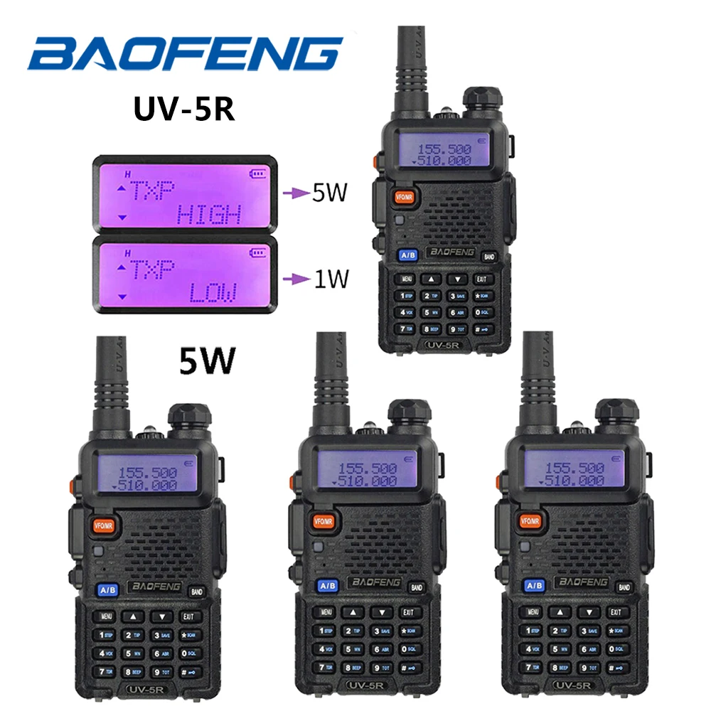 

4Pcs Baofeng UV-5R Walkie Talkie 5W/8W Two way Ham CB radio Dual Band 10KM Transmitter VHF/UHF Transceiver Portable