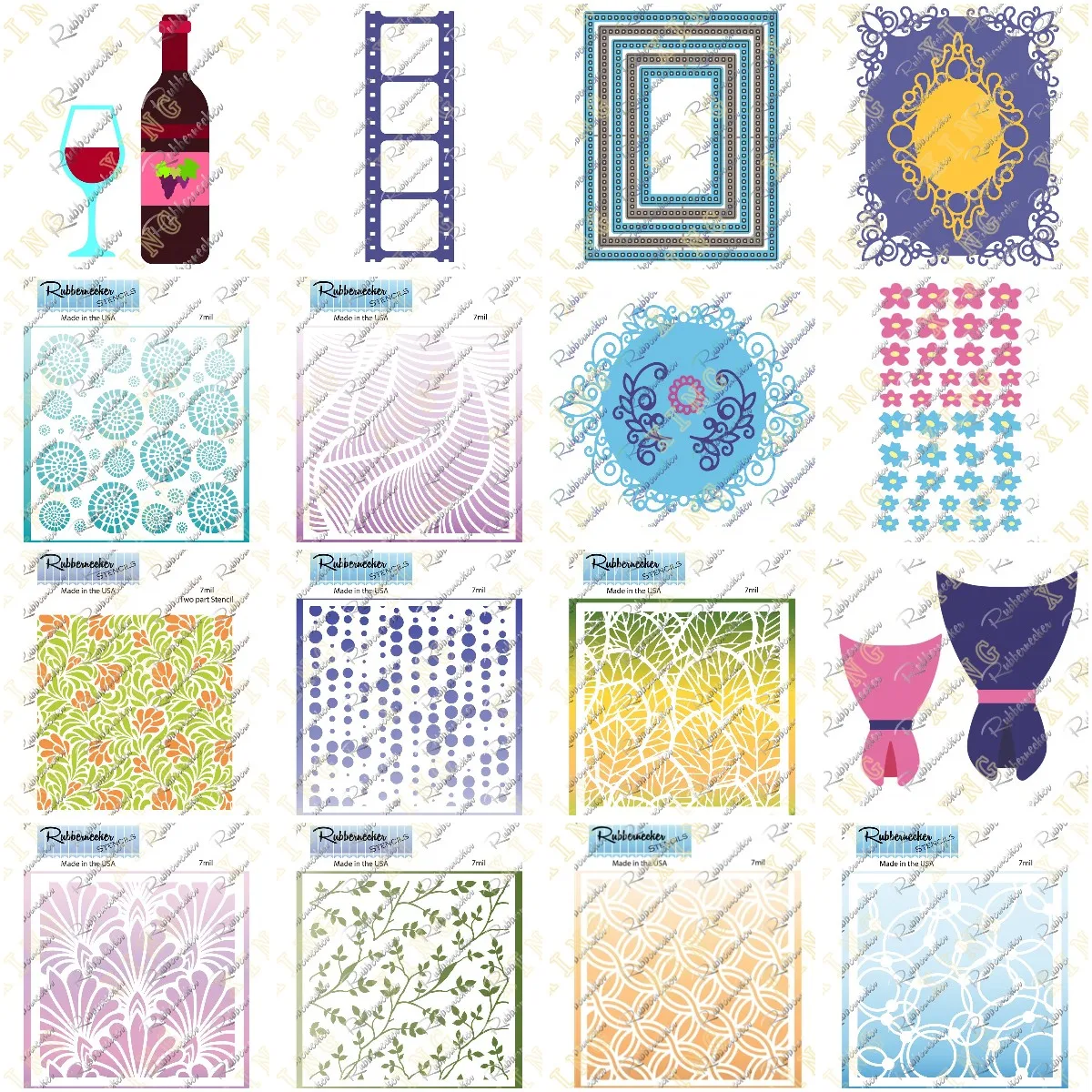 

Wine Glass Rectangle Flowers Metal Cutting Dies Stencils for Diy Scrapbooking Album Stamp Make Paper Card Embossing New Die Cut