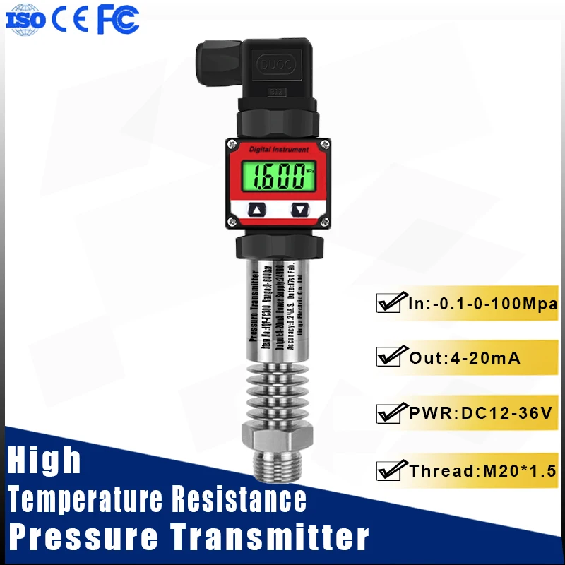 

LCD Display High Temperature Pressure Transmitter Steam Boiler Sensor With Radiator High Temperature Pressure Sensor 4-20mA