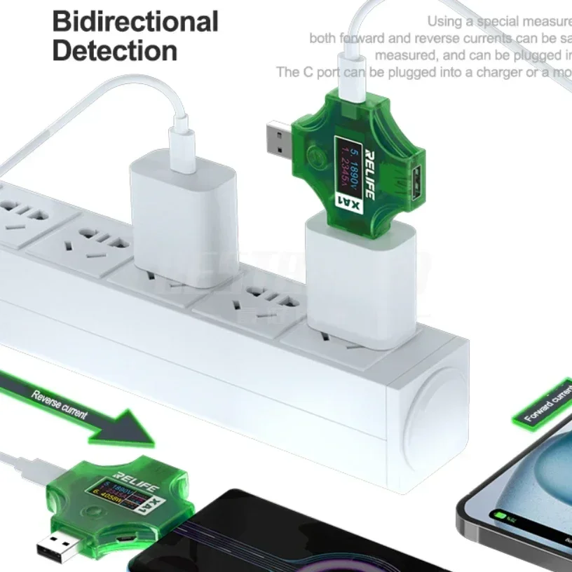RELIFE XA1 Многофункциональный тестер тока и напряжения USB-Type-C для инструментов