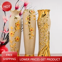 gold vase table dried flowers bottle like live white ceramic vase living room decoration adornos para casa plant accessories