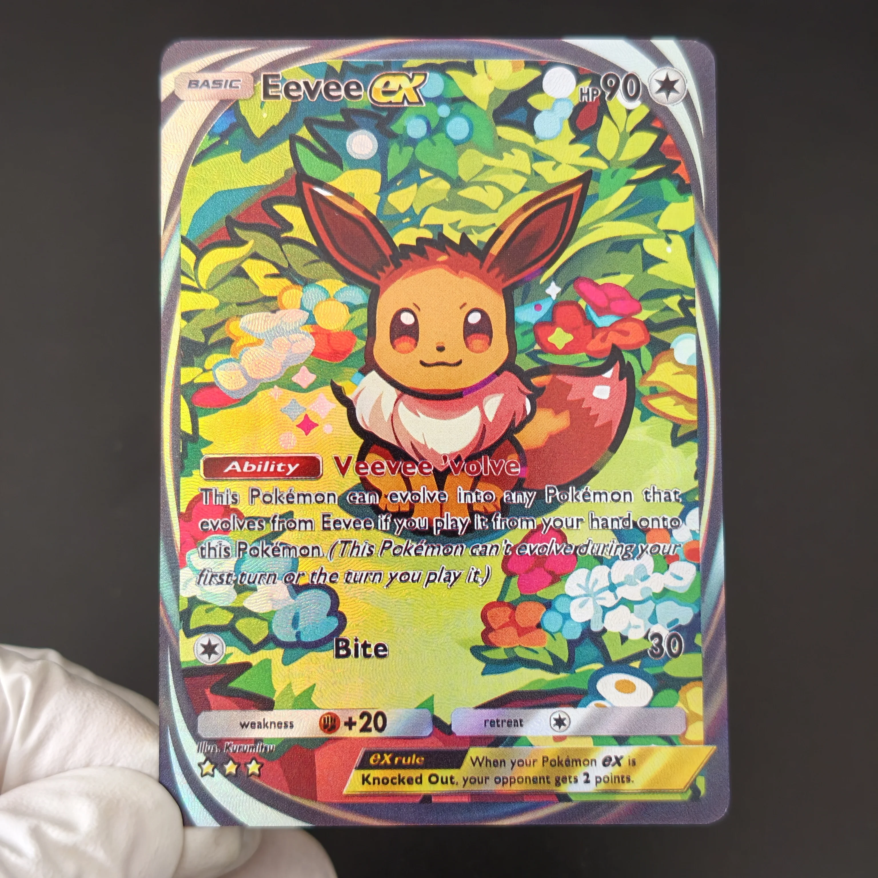 Фото Коллекционная карта PTCG DIY: Карманная карта Charizard ex (английская версия), Pokemon Mewtwo EX, Palkia, Giratina, Eevee, цветная, с текстурой и эффектом мерцания №5