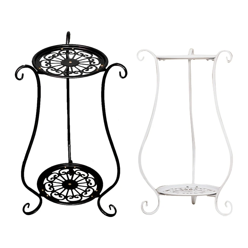 

Элегантная двухслойная металлическая полка для растений, держатель для цветочных горшков, держатель для горшечных растений для балкона, го...