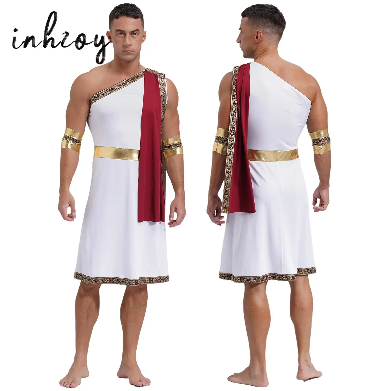 Мужской Римский древний греческий бог косплей-костюм тоги платье с вышивкой на