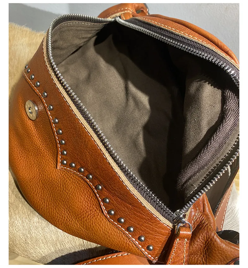vintage designer organizer luxury genuine leather men's chest bag outdoor daily sports real cowhide teens crossbody bag Teens