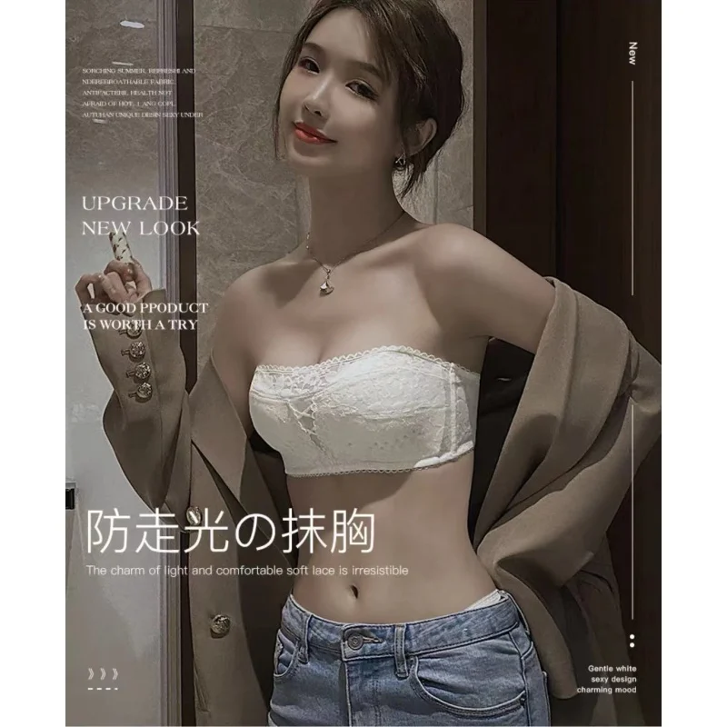 

Strapless Underwear Women's Small Chest Push up Anti-Slip Wrap Tube Top Summer Thin Invisible Bra Breast Holding Anti-Sagging