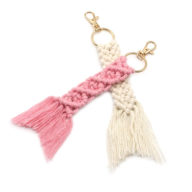 

Kili Macrame Keychain Boho Woven Key Ring Creative Hanging Key Decoration Bag Pendant Purse Charm Small Gift for Handbag