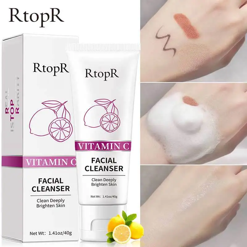 

RtopR Vitamin C Cleansing Lotion Deep Pore Cleansing Facial Repair Brightening Skin Tone Oil Control Foaming Cleanser 40ml