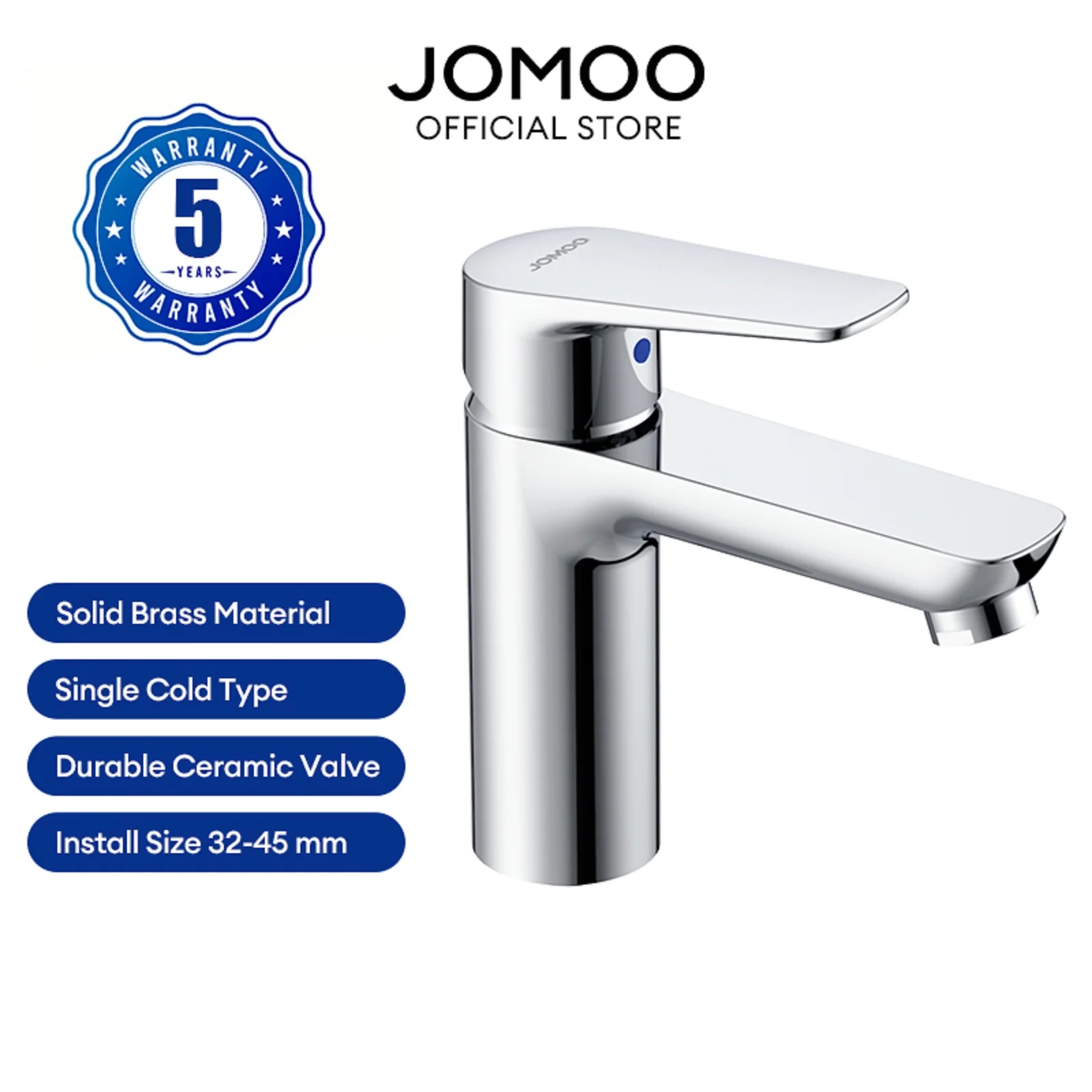 Jomoo Смеситель Для Раковины С Одной Ручкой Хромированный Одним Отверстием