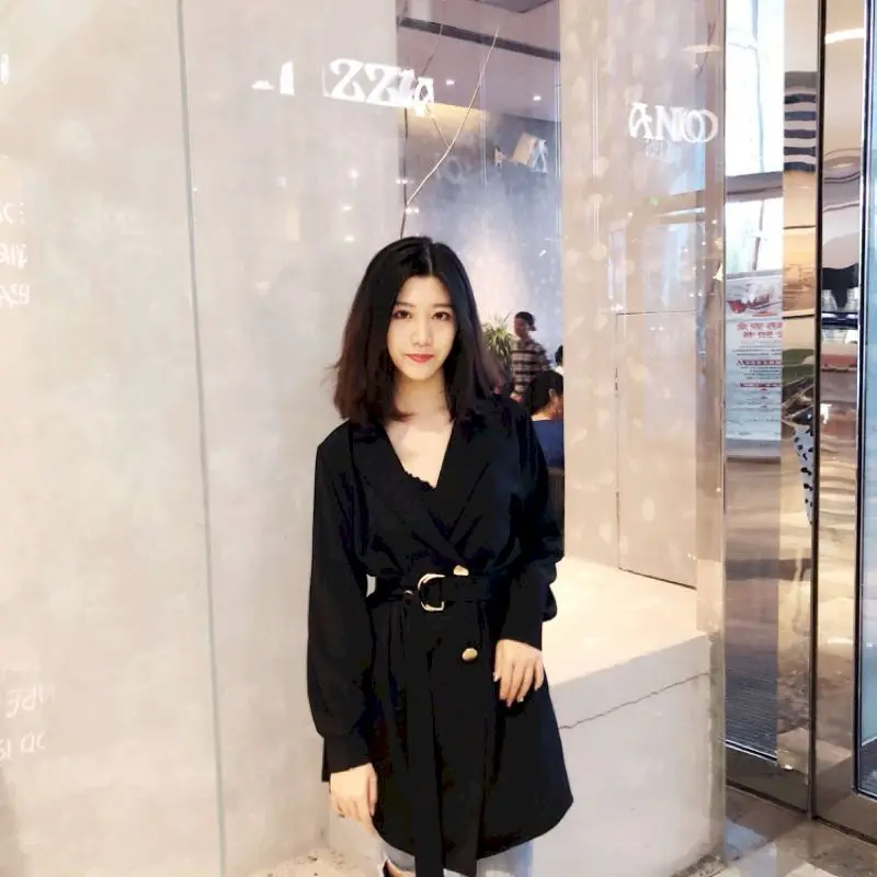 Женский однотонный офисный Блейзер элегантный двубортный блейзер в Корейском