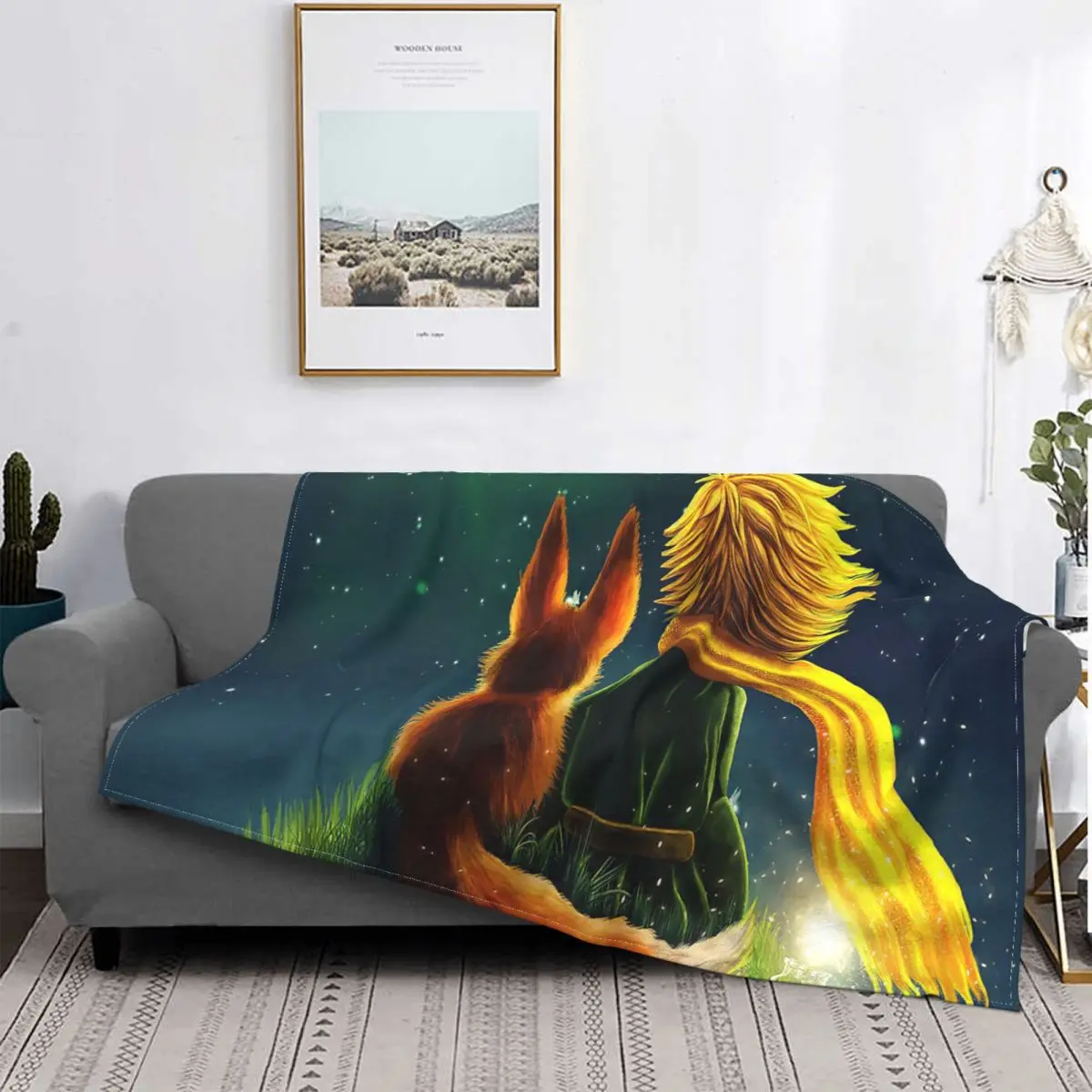 

Anime Le Petit Prince Blanket Flannel Summer Boys And Fox Star Thin Throw Blanket for Home Car Plush Thin Quilt 1