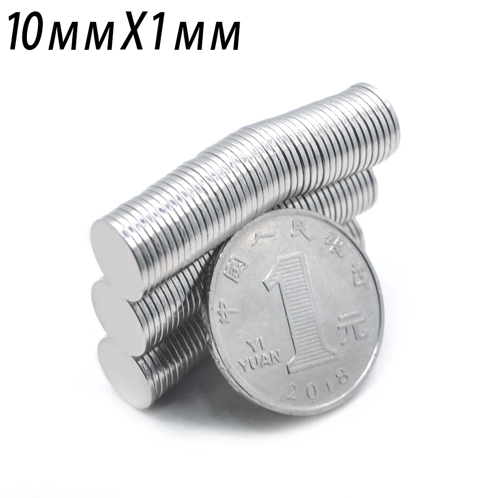 Неодимовый магнит 10x1 5-500 шт. 10 мм x 1 N35 NdFeB Круглый супер мощный сильный постоянный
