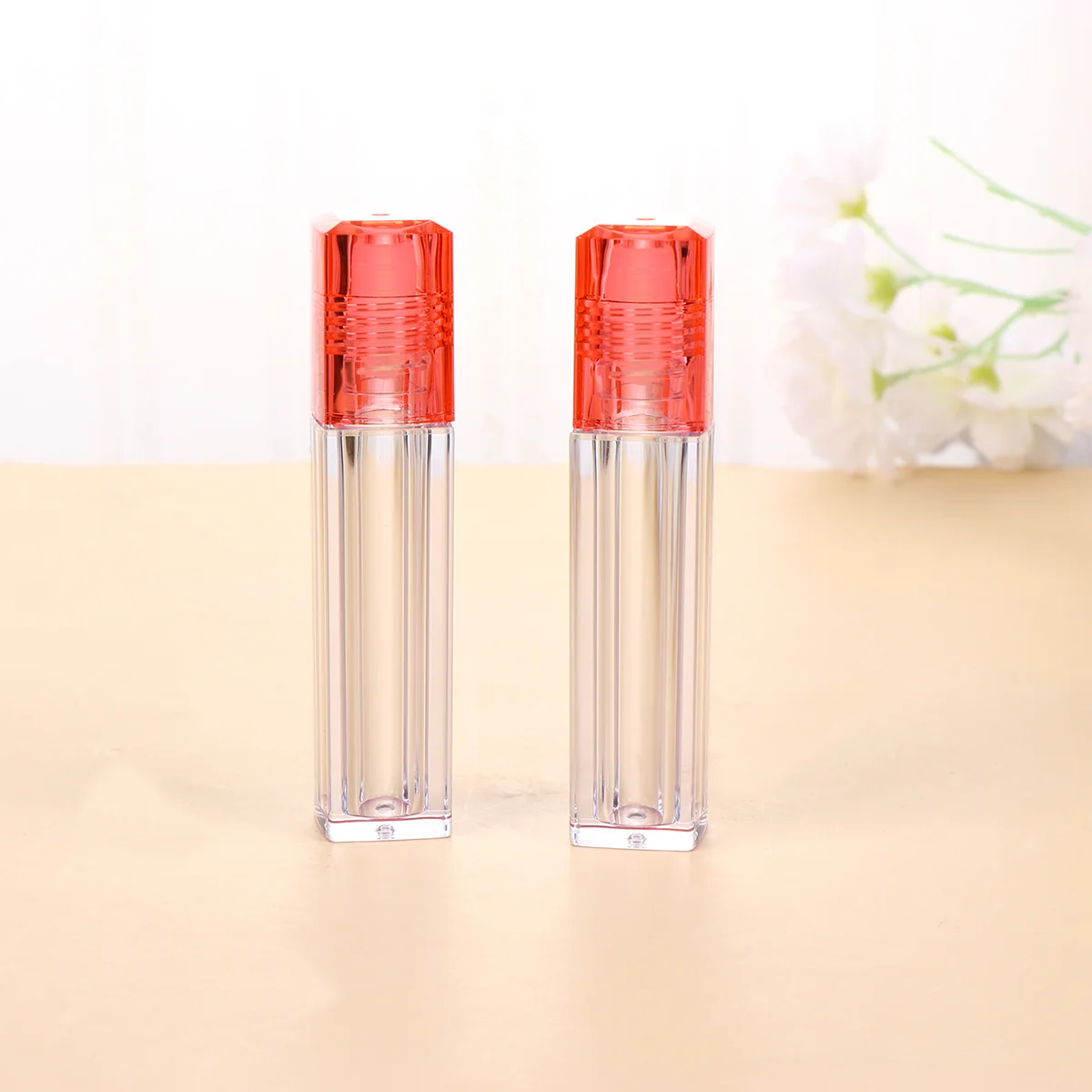 

10PCS Clear Gloss Lip Gloss Empty Lip Balm Tubes Containers With Caps For Crayon Lipstick Chapstick Homemade Lip Balm ( Red Cap