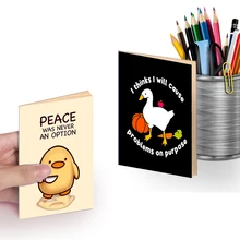 A6 Writing Notebook Print Quote - Peace Was Never An Option - Cute Cartoon Goose Duck Game Meme Pocket Size Note Book Funky Memo