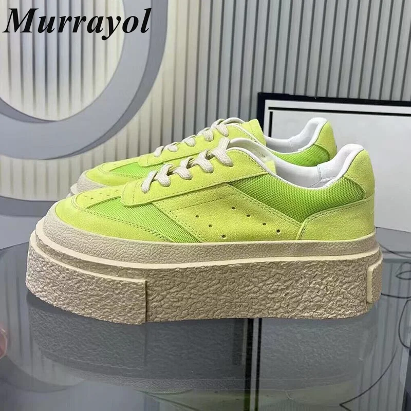 Разноцветная повседневная обувь на толстой подошве со шнуровкой в стиле ретро