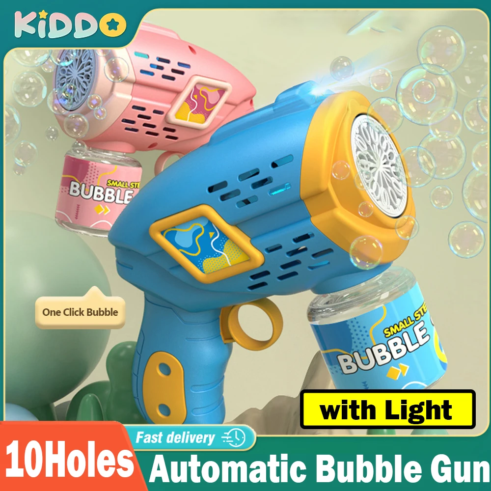 

Bubble Gun Automatic 10Hole Electric with Light Soap Bubbles Blower Machine Children Gift Summer Outdoor Wedding Party Toys