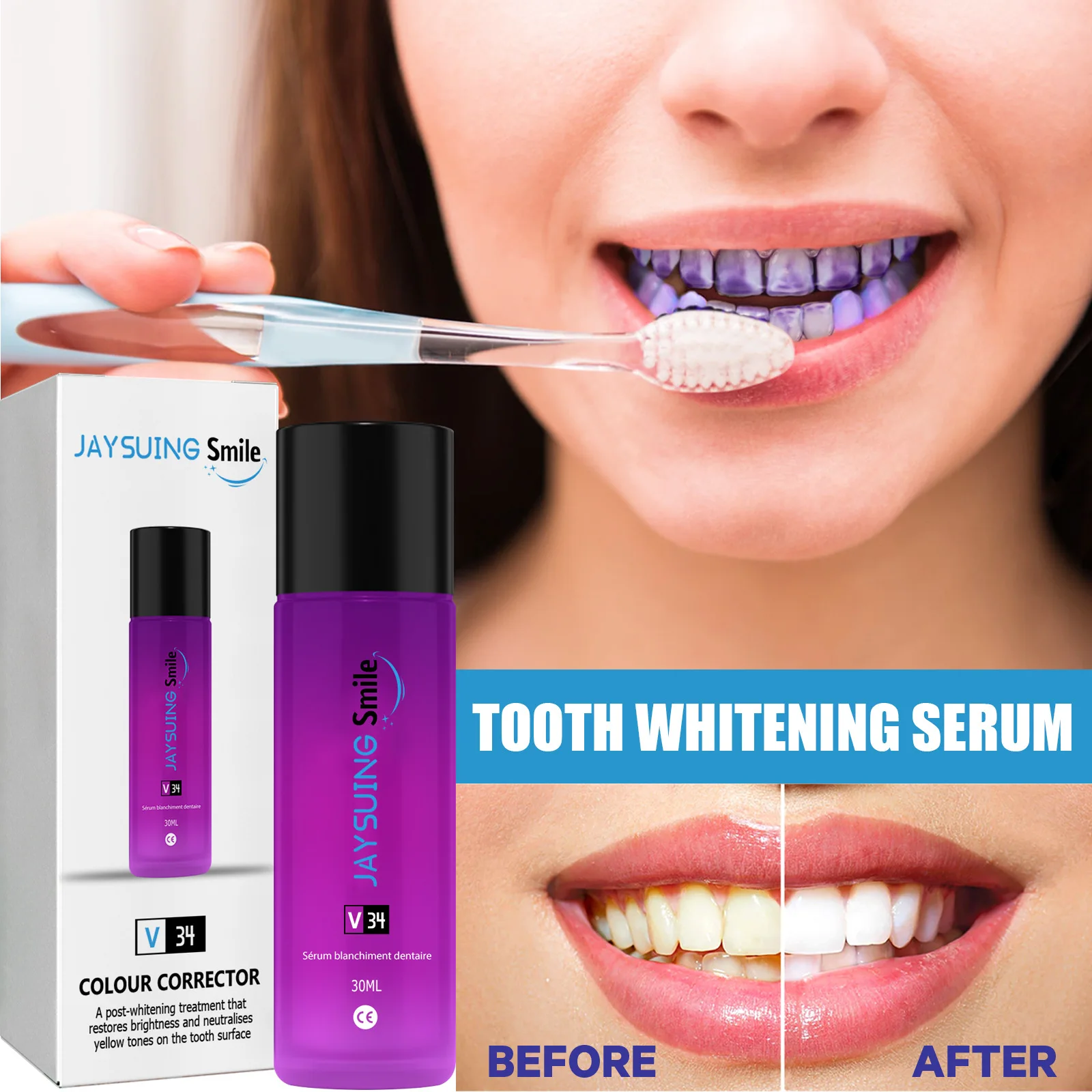 

30g Teeth Whitening Essence Beauty teeth oral cleaning dental stains tartar plaque clean and brightening dental care exhalation