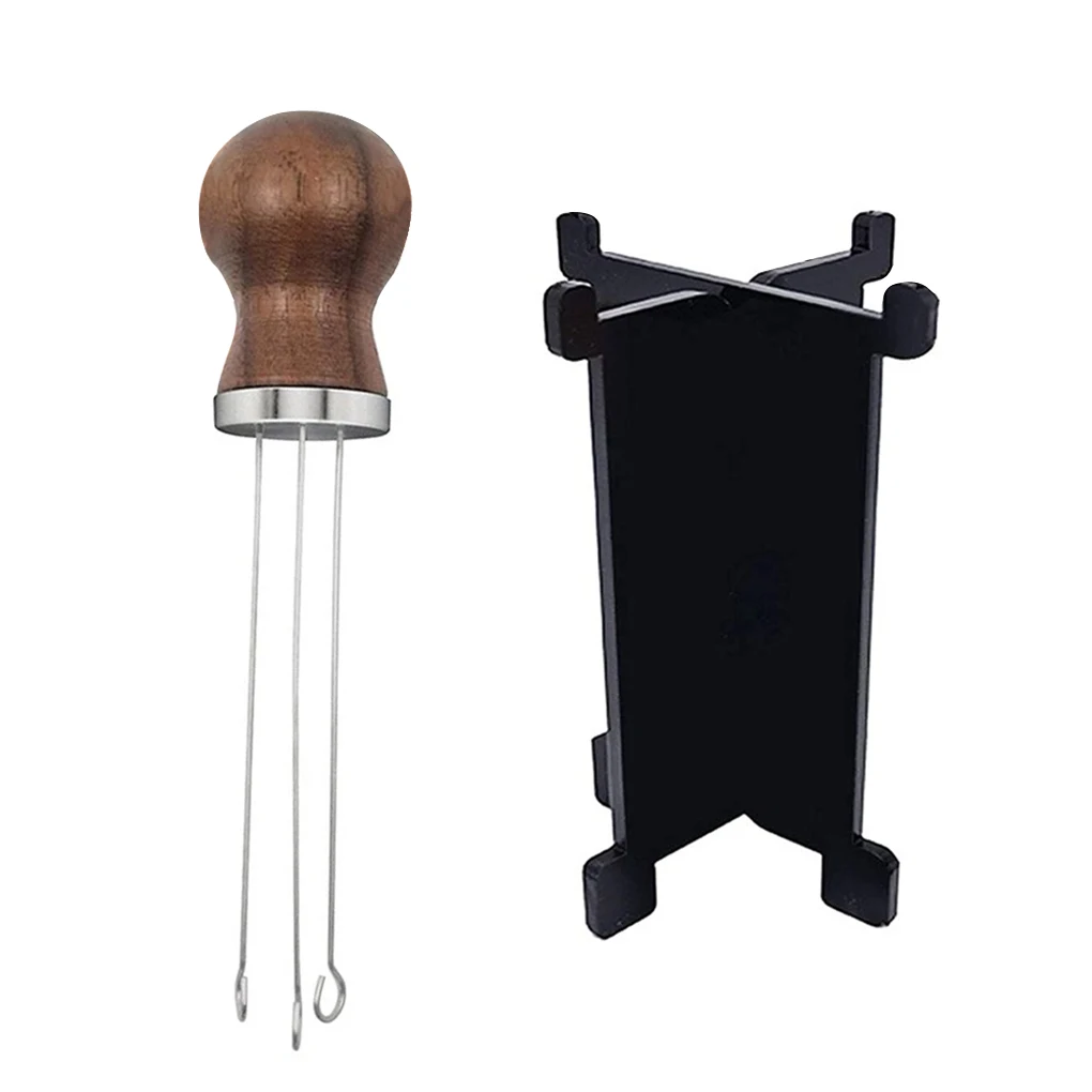 

2 Pieces Handheld Coffee Stirrer Cafe Powder Distribution Stirring Handmade Craft Whisk Holder Hand Tamper Type 2