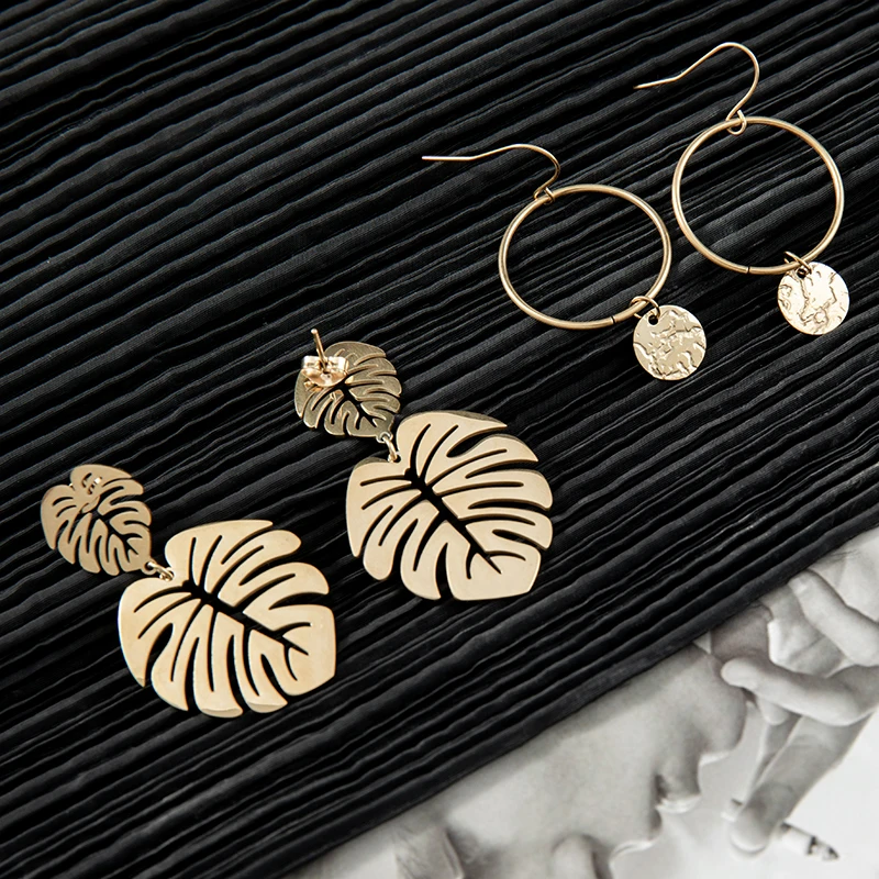 

Stainless Steel Exaggerated Maple Leaf Earrings Sequins Electroplating Not Easy To Fade Not Easy To Allergic Jewelry Earrings