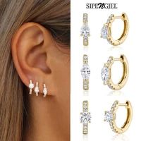 sipengjel fashion gold plated hoop earrings for women vintage simple round ear piercing earrings jewelry boucles doreilles