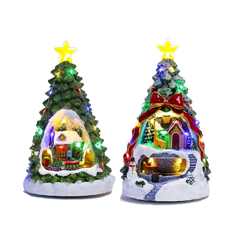 

Christmas Village Luminous Music Box Small House LED Lights Holiday Homes Decor