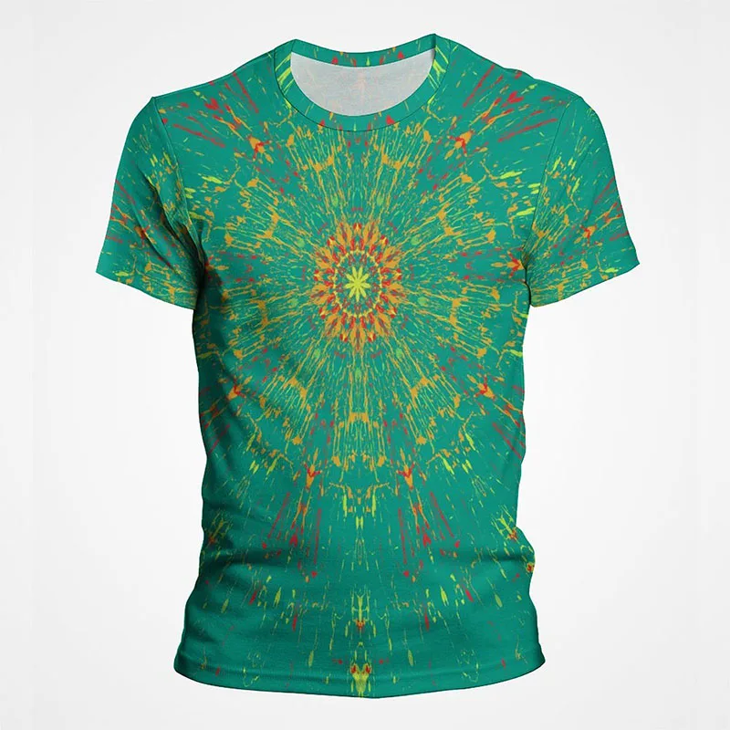 

Винтажная Мужская футболка с абстрактным визуальным иллюзией психоделическим рисунком, Летние повседневные уличные топы с короткими рукавами, футболки, Свитшот оверсайз