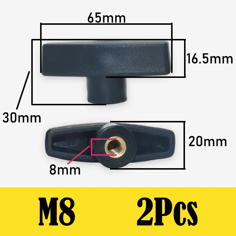 M6 M8 M10 Диаметр головки 65 #   Т-образная большая ручная регулировочная гайка Т-типа Пластиковая головка Ручка Гайки Деревянный сливовый болт Латунный внутренний сердечник
