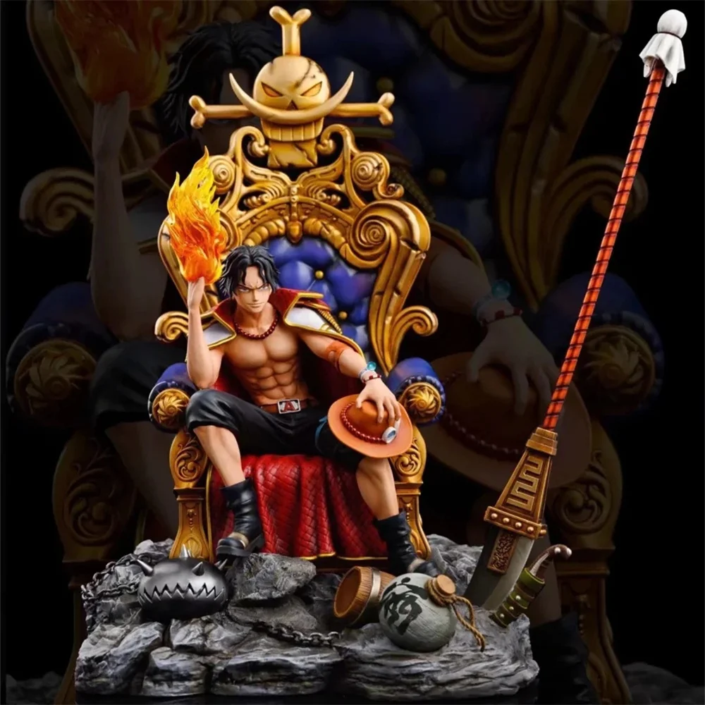 

35cm Anime GK Resonance Series Throne Portgas D Ace Statue PVC Action Figure Collectible Model Toys Doll