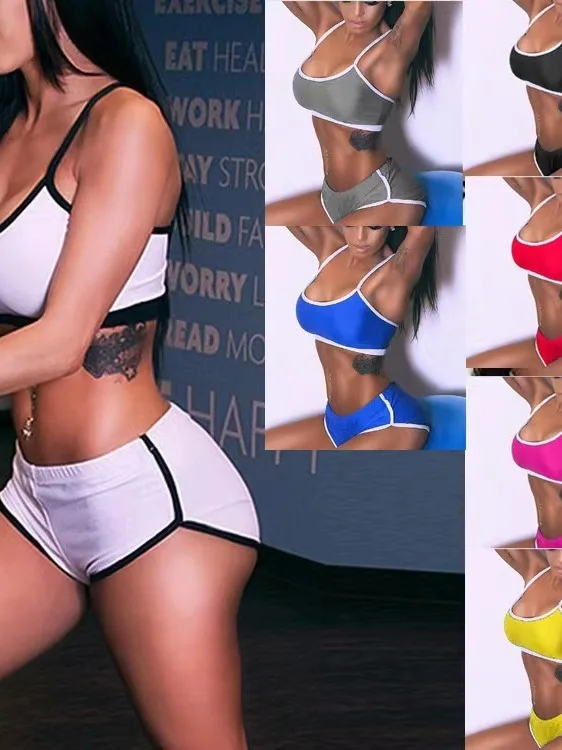 Спортивный комплект из двух предметов для фитнеса новый обтягивающий и модный