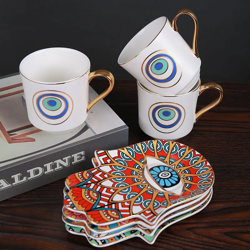 Чай Кофе Cups-6.8oz костяной фарфор Красивая чайная чашка с подходящими