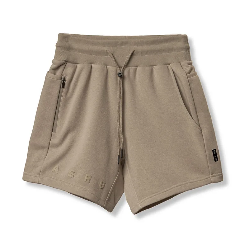 

2022 Summer Men‘s Plus Size Mid-waist Straight Color Shorts Multi-pocket Running Sports Double-layer Five-point Pants