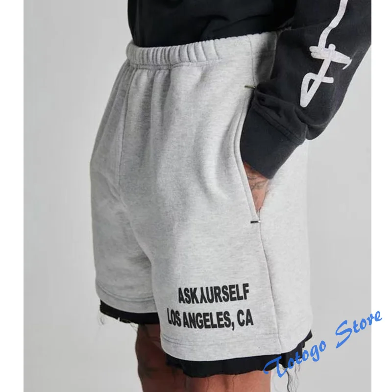Шорты Askyurself мужские/женские серые модные бриджи с надписью и логотипом модная