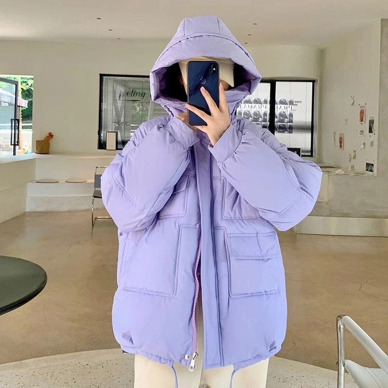 Зимнее свободное пальто большого размера женские парки пуховая хлопковая
