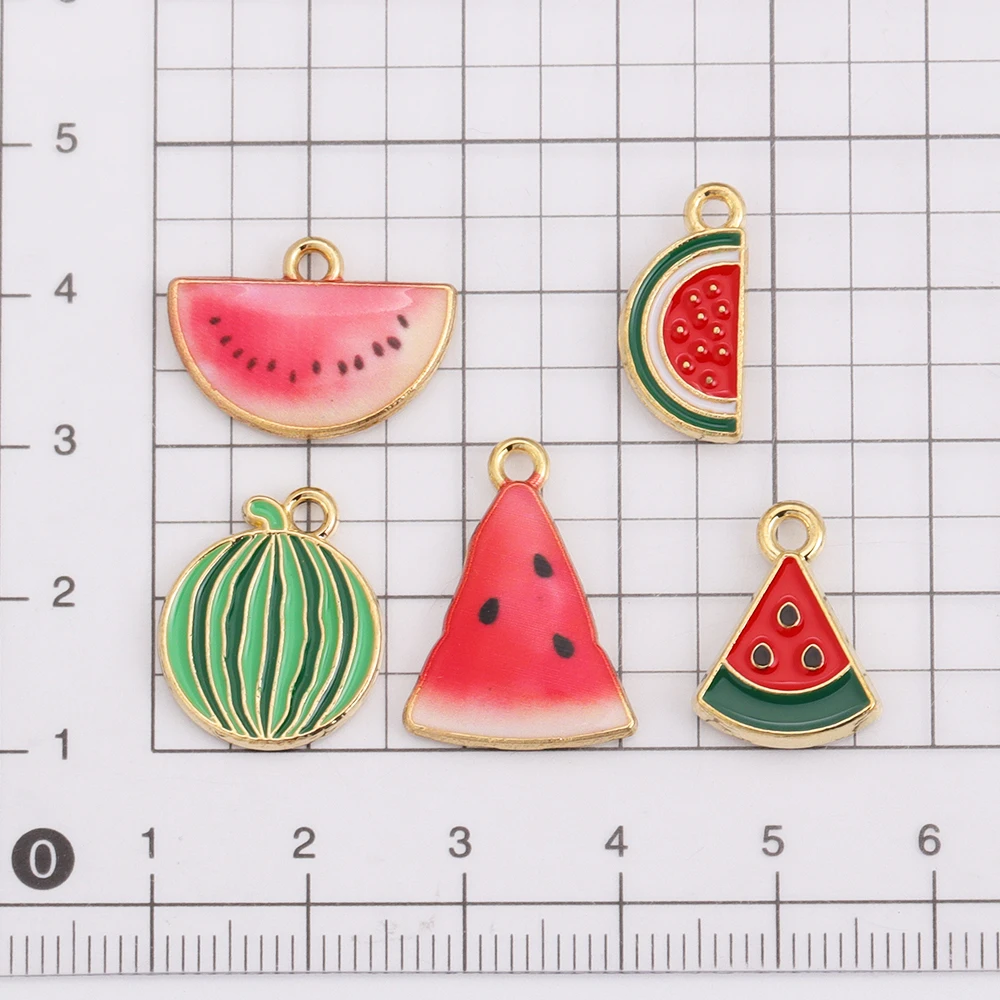 15 шт. забавные подвески из сплава с арбузом черникой и эмалью для сережек цепочка