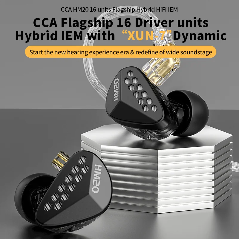 CCA HM20 гибридные технологии 1DD + 7BA HiFi проводные наушники-вкладыши, мониторы, наушники-вкладыши, гарнитура для спортивных игр, наушники с басами