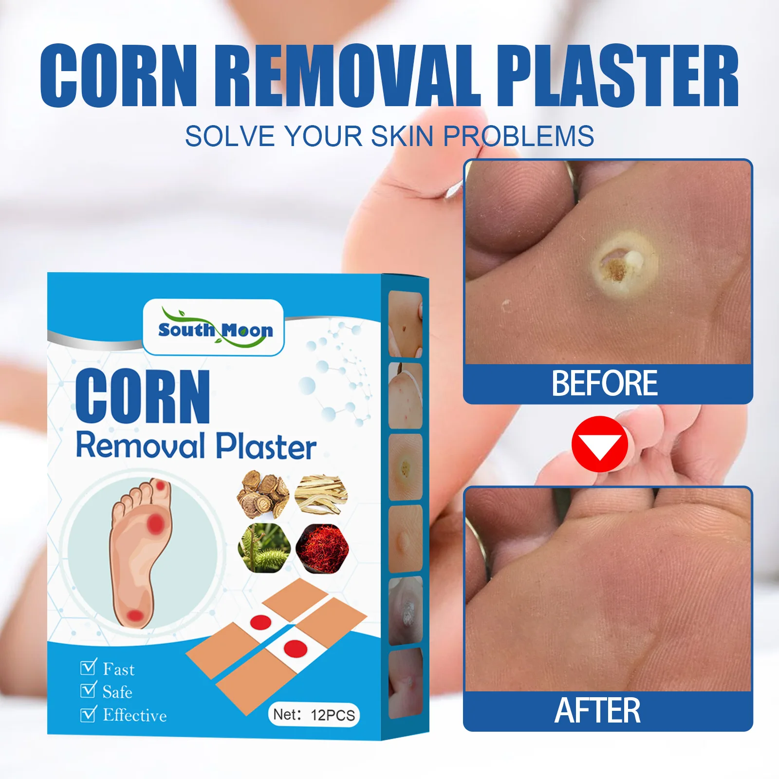 

1Bag/12Pcs Corn Patch Foot Easy Plaster Foot Care Sticker Non-Woven Foot Patch Dead Skin Meat Thorn Chicken Eye Patch