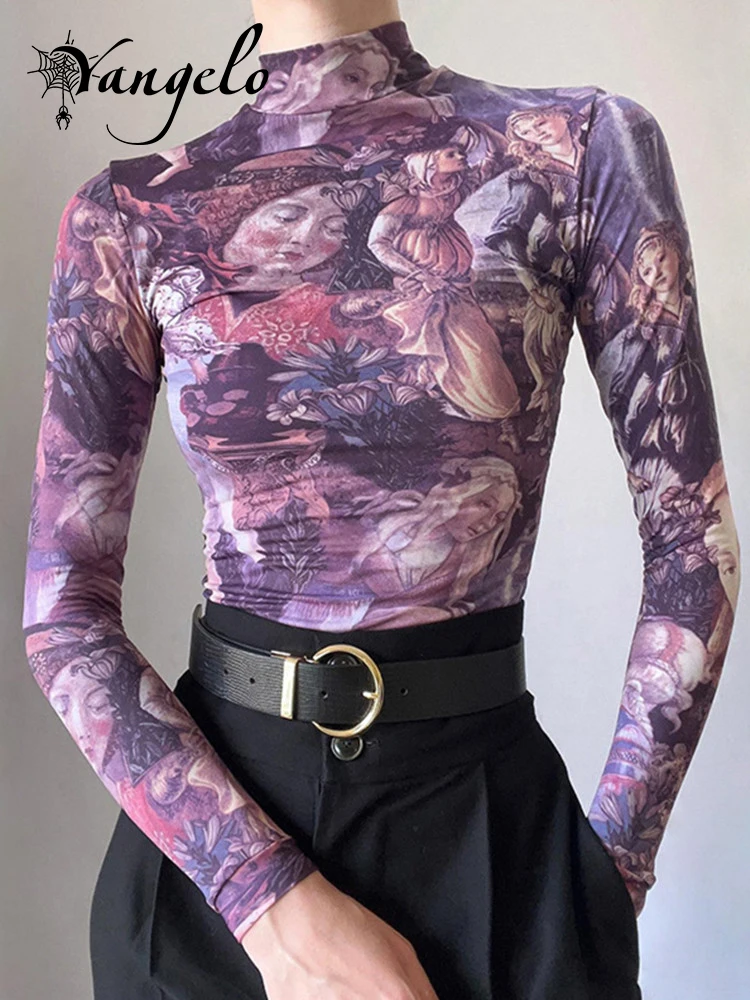 

Женский пуловер с круглым вырезом, длинным рукавом и принтом