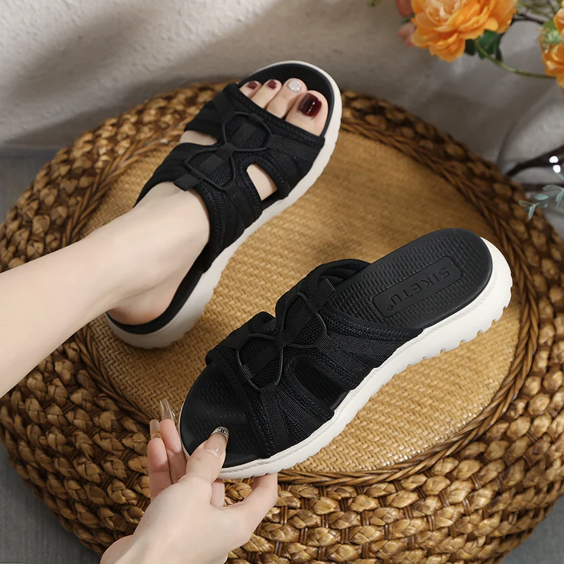 Slippers women wear non-slip flat sandals summer new comfortable mid-heel fashion platform plus-size women's shoes