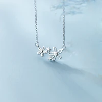 elegant style silver color sun flower plant necklace shiny zircon flowers necklace for girl women fashion jewelry