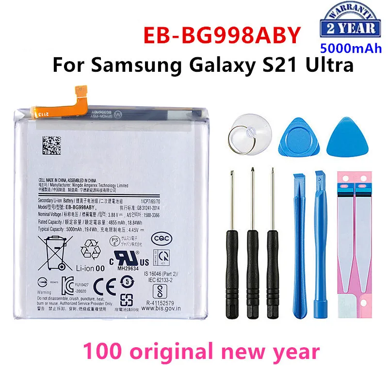 

100% Orginal EB-BG998ABY 5000mAh Replacement Battery for Samsung Galaxy S21 Ultra G998 5G Mobile Phone Batteries+Tools