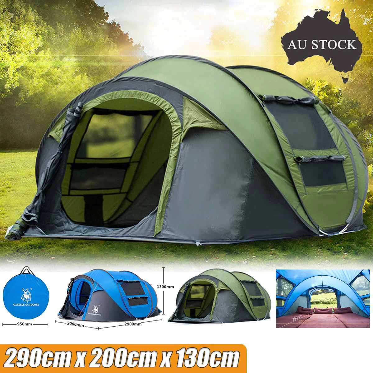 

5-8 Person Camping Tent Automatic Setup 3in1 Waterproof UV Resistance Large Tent Sun Shelters for Outdoor Camping Family Travel